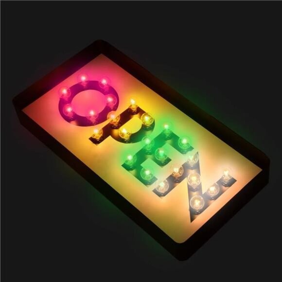 Retro Large Metal Open Signs for bussiness,Bigger size 22x11 inch LED Neon Sign - Picture 1 of 6